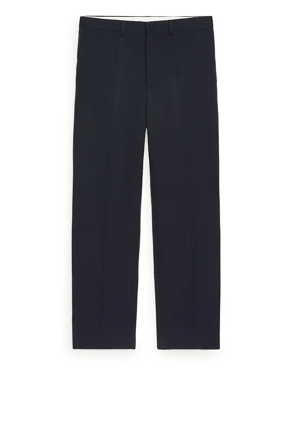 Wide Leg Wool Trousers - Blue