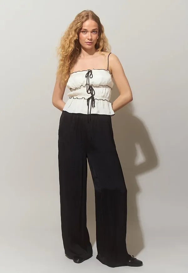 Wide satin trousers
