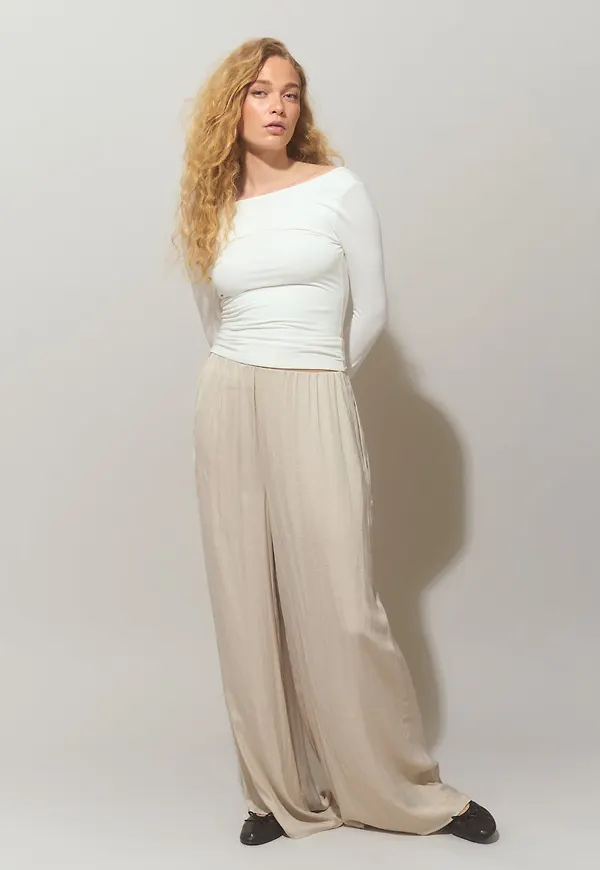 Wide satin trousers