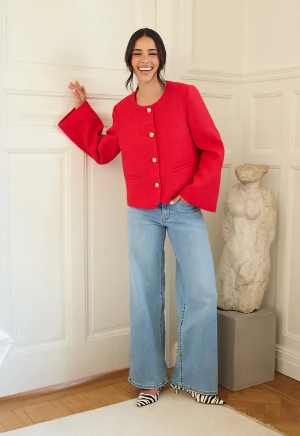 Wide Sleeve Bouclé Jacket