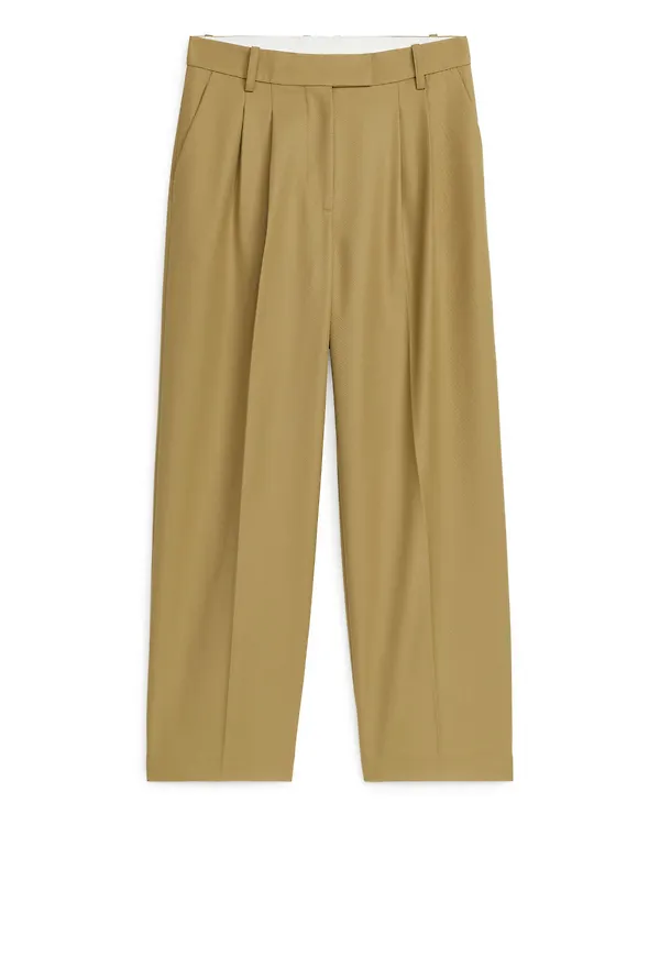Wide Twill Trousers - Green