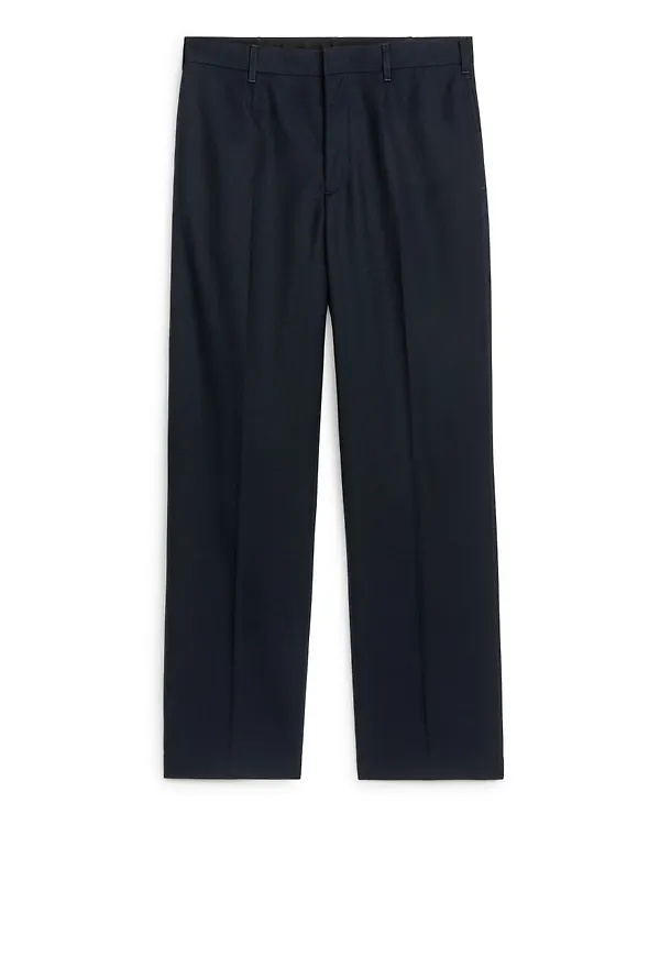 Wide Wool Trousers - Blue
