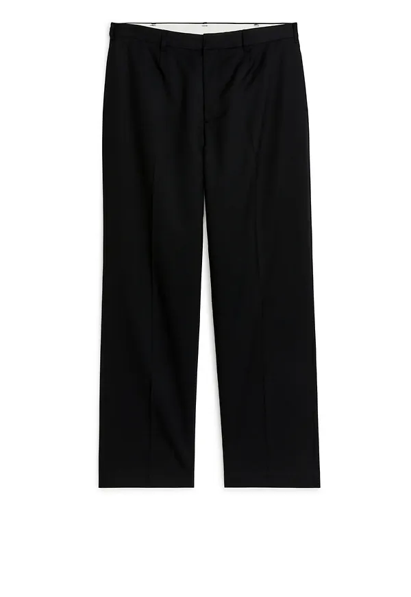 Wide Wool Trousers - Black