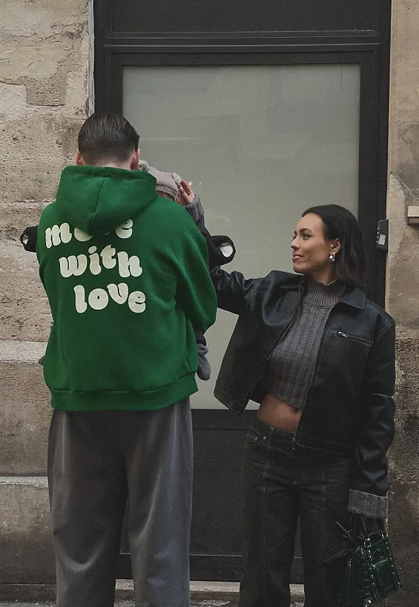 Widya Soraya x NA-KD Hoodie med tryck bak - Green