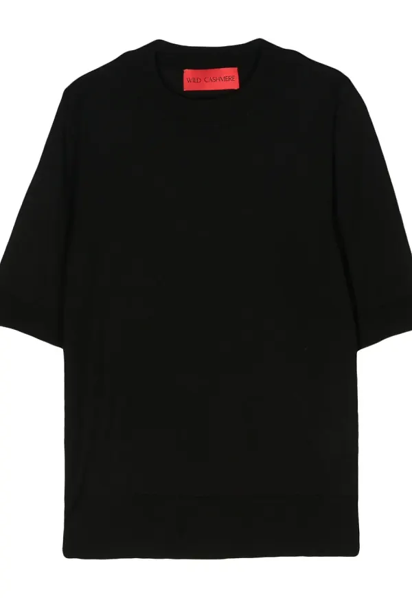 Wild Cashmere Selena ribbat linne - Svart