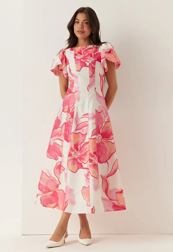 Wilda Flutter Sleeve Dress