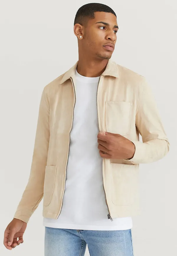 William Baxter - Overshirt Fake Suede Zip Overshirt - Natur - L