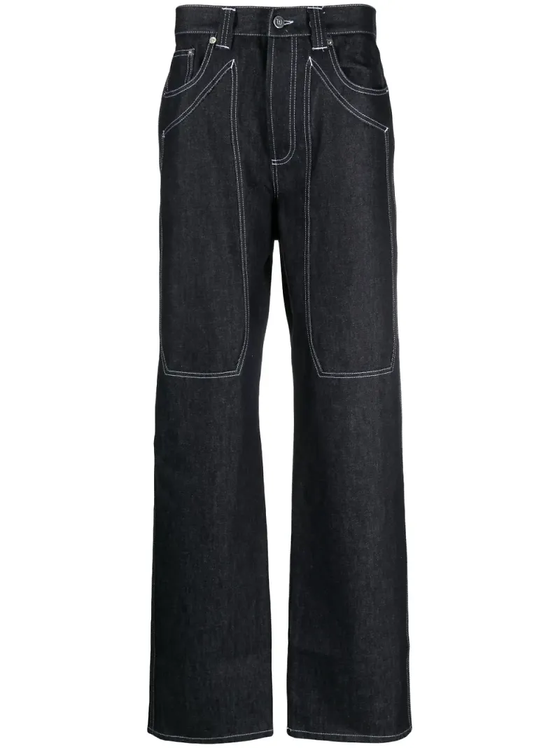 Winnie NY straight-jeans med kontrastsöm - Blå