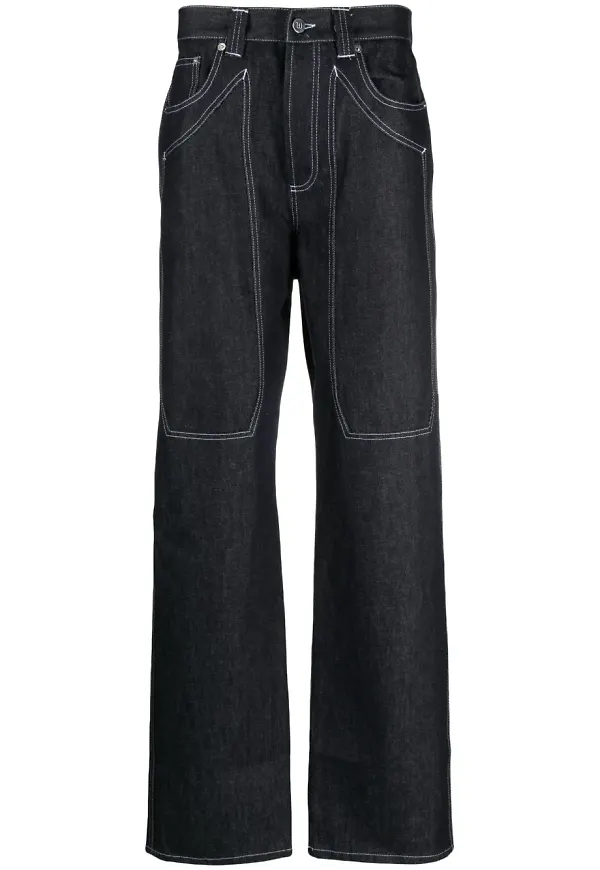 Winnie NY straight-jeans med kontrastsöm - Blå