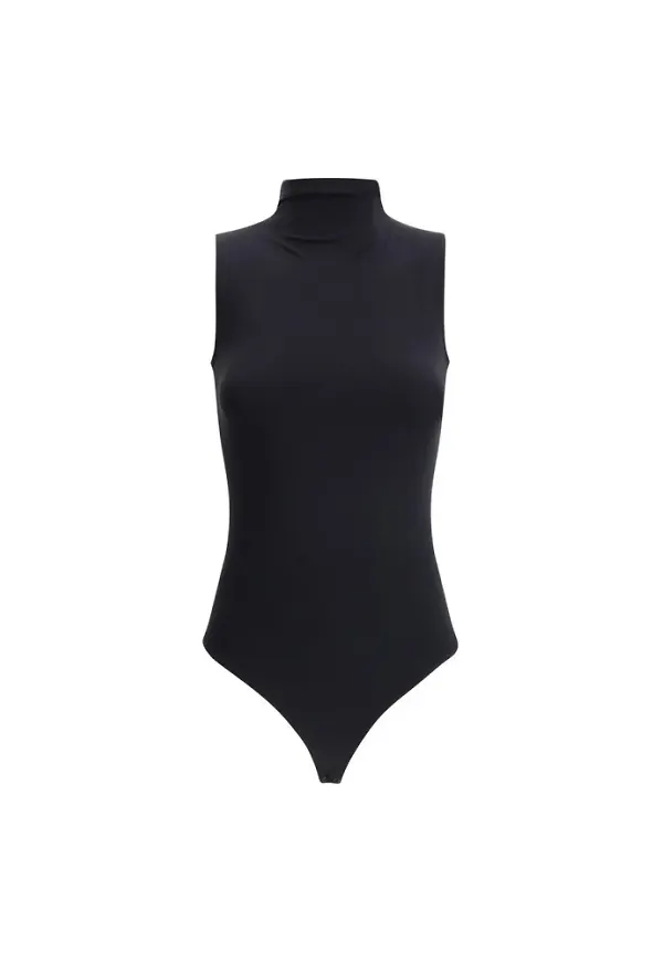 Wolford, Topp, Dam, XS, Snygg Bodysuit med Mock Neck
