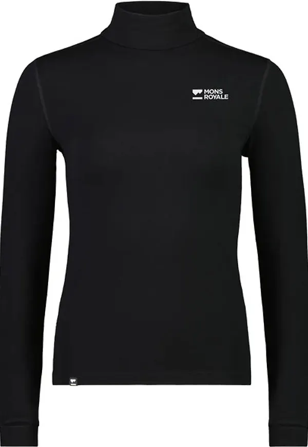 Women's Cascade Merino Base Layer Mock Neck Long Sleeve Black