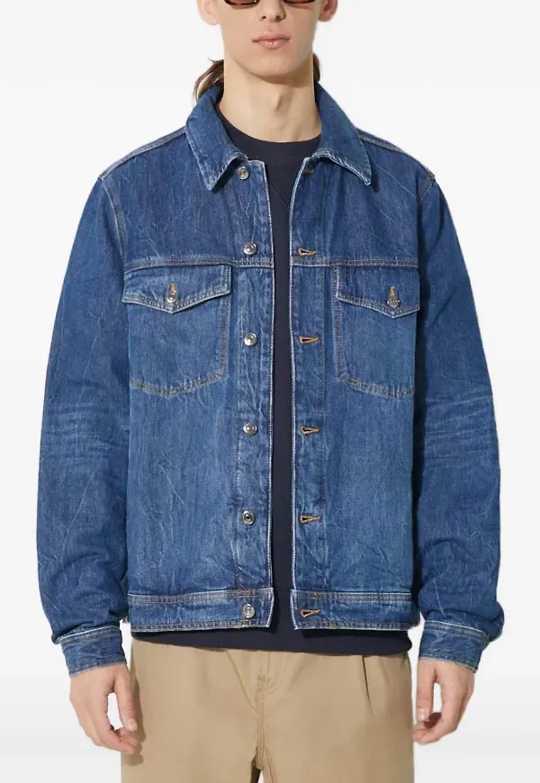 Wood Wood jeansjacka med knäppning - Blå