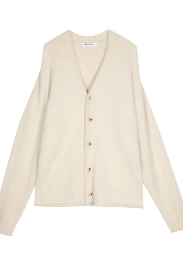 Wood Wood v-ringad stickad kofta - Neutral