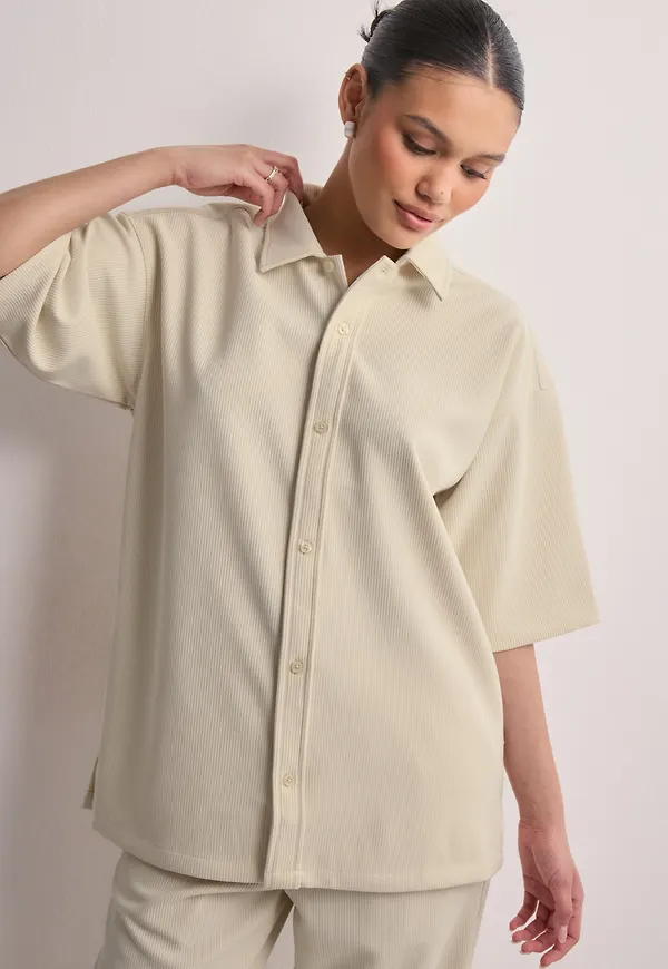 Woodbird - Beige - WBBanks Plisse Shirt