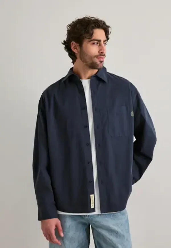 Woodbird Jong Washed Shirt Overshirts Blå