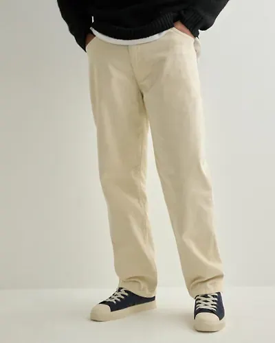 Woodbird Leroy Twill Pants Loose fit jeans Beige