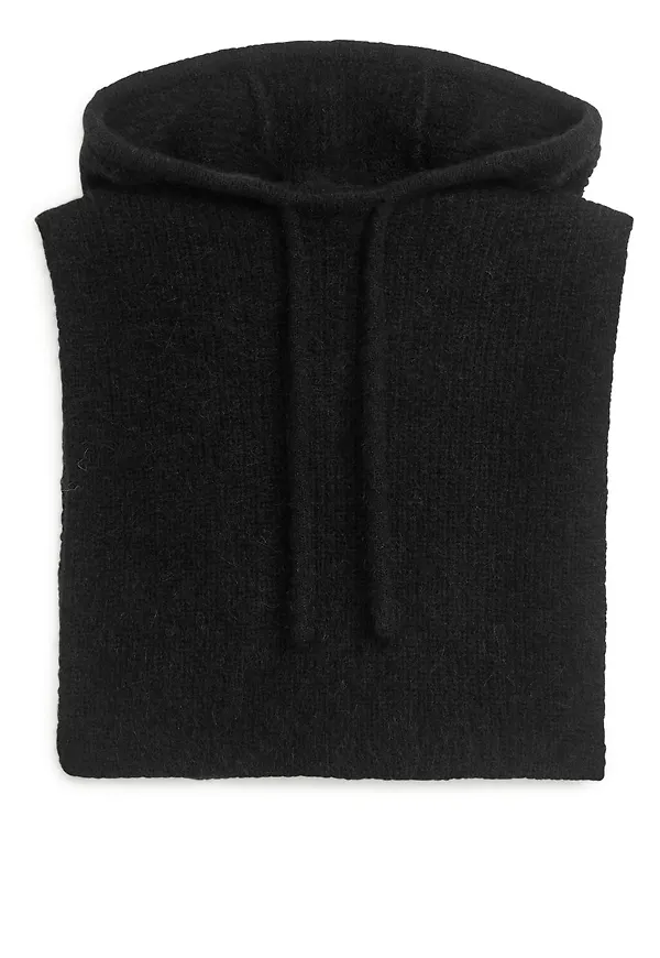 Wool-Blend Knitted Hood - Black