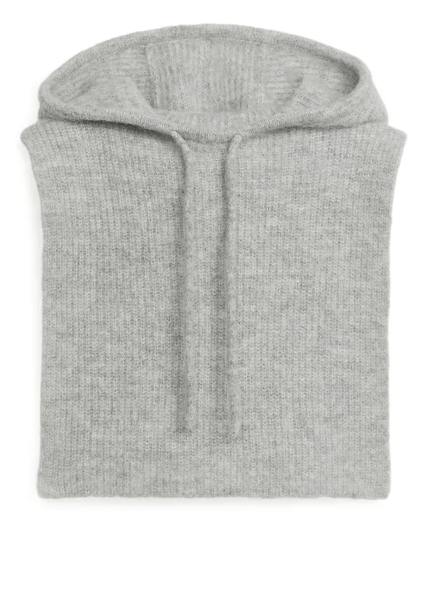 Wool-Blend Knitted Hood - Grey