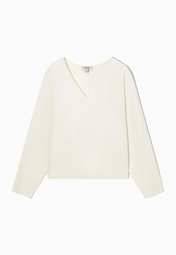 WOOL-BLEND V-NECK TOP