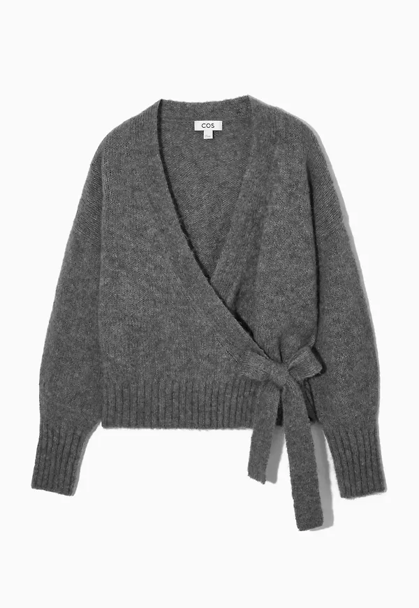 WOOL-BLEND WRAP-OVER CARDIGAN