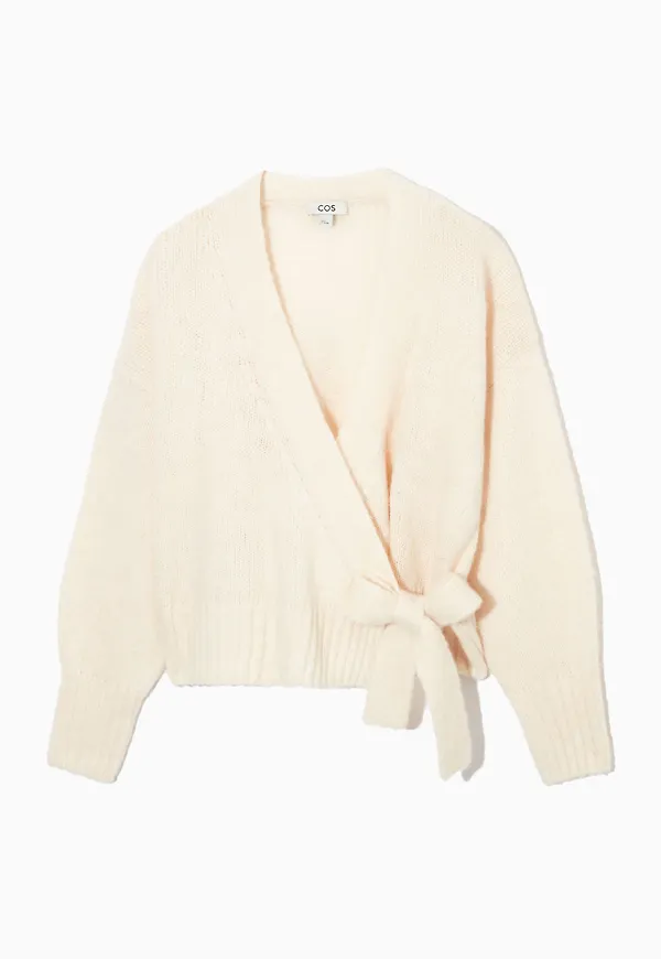WOOL-BLEND WRAP-OVER CARDIGAN