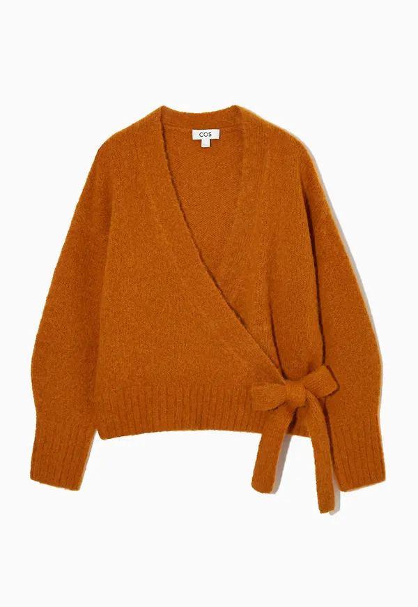 WOOL-BLEND WRAP-OVER CARDIGAN