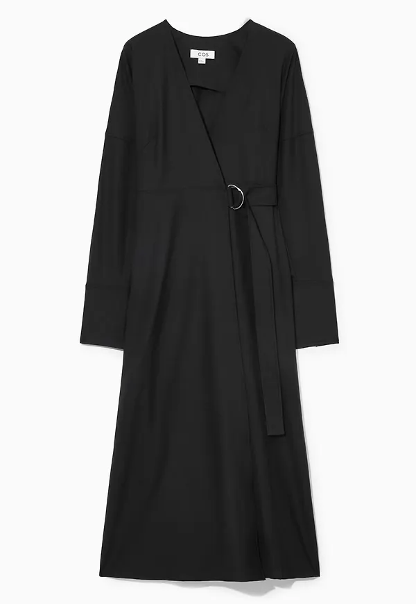 WOOL-CREPE WRAP DRESS