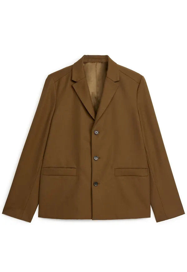 Wool Blend Blazer - Beige