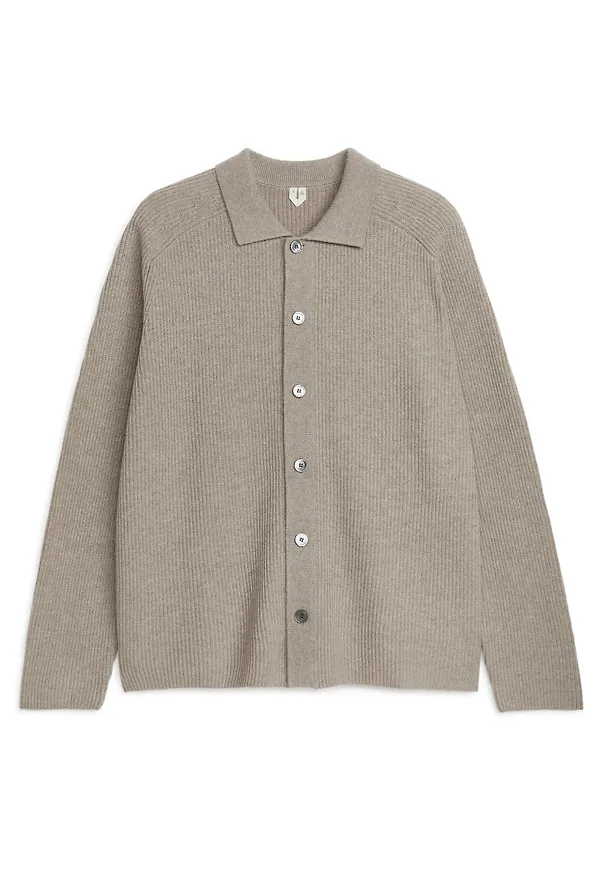 Wool Blend Cardigan - Beige