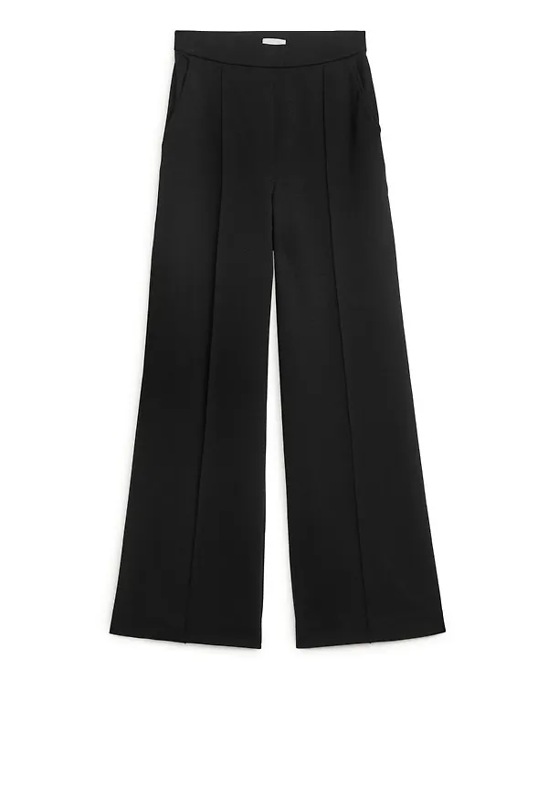 Wool Blend Jersey Trousers - Black