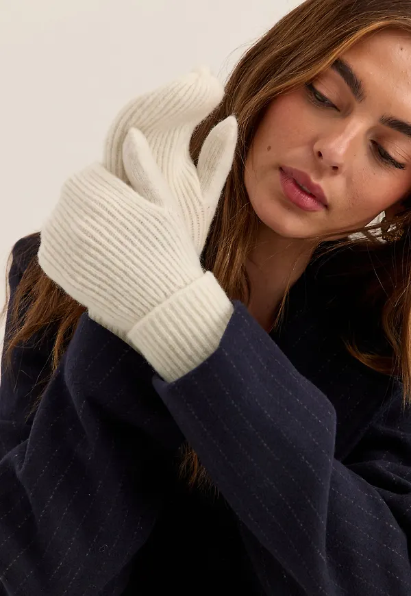 Wool Blend Knitted Mittens