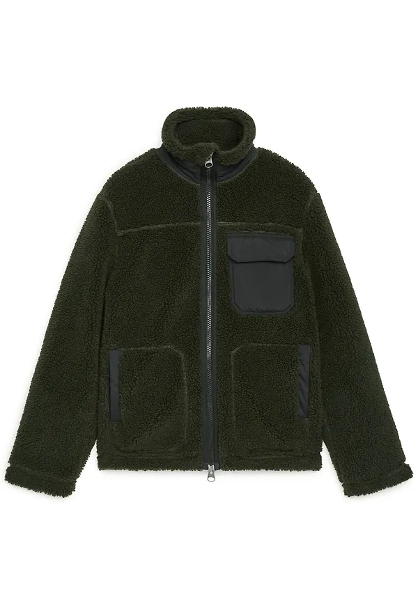 Wool Blend Pile Jacket - Green