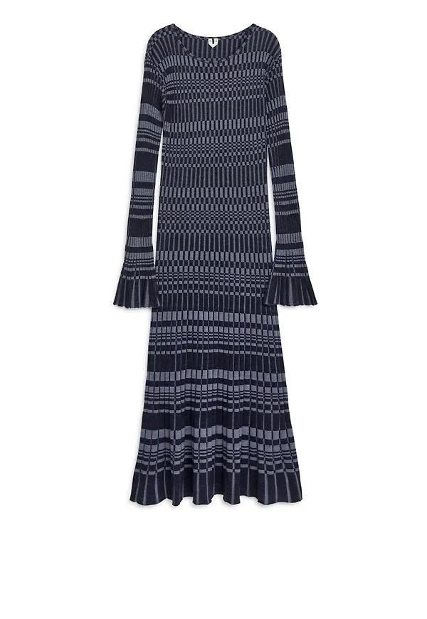 Wool-Blend Rib Dress - Blue
