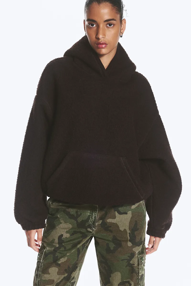 Wool-Blend Textured Oversized Hoodie