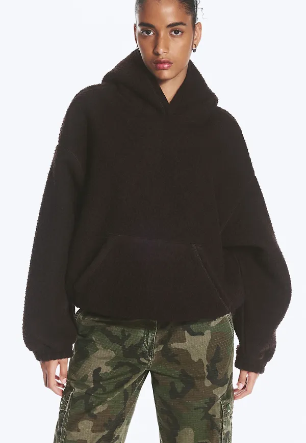 Wool-Blend Textured Oversized Hoodie