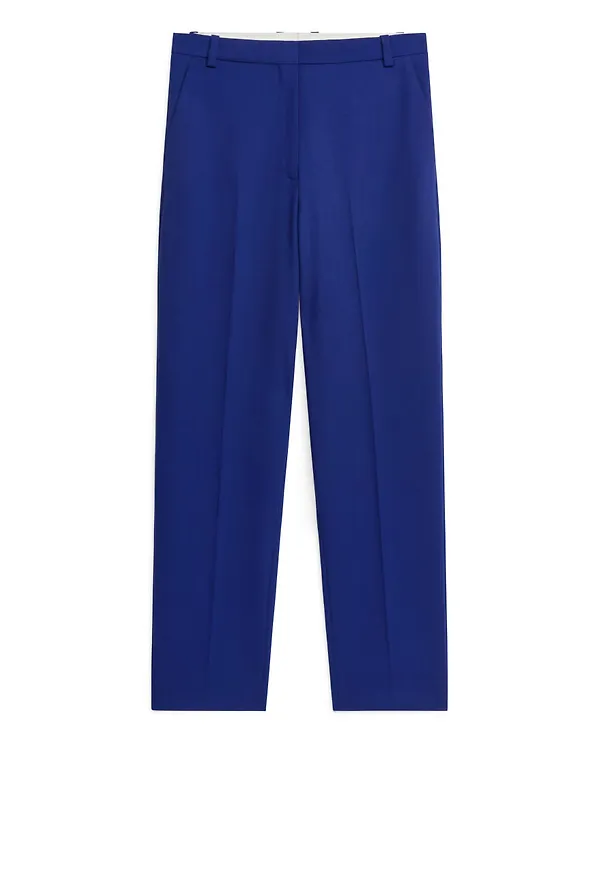 Wool Blend Trousers - Blue