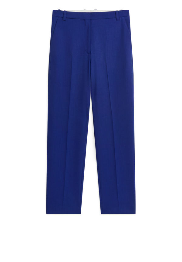 Wool Blend Trousers - Blue