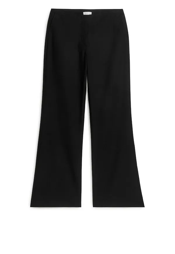 Wool Blend Twill Trousers - Black