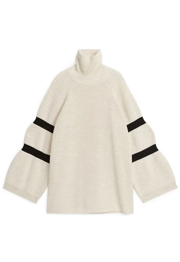 Wool Cotton Blend Jumper - Beige