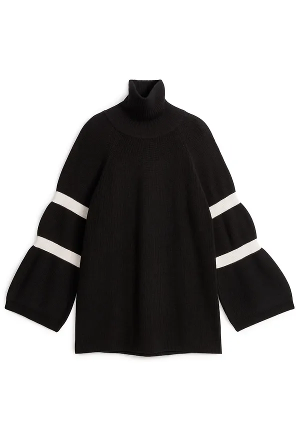 Wool Cotton Blend Jumper - Black