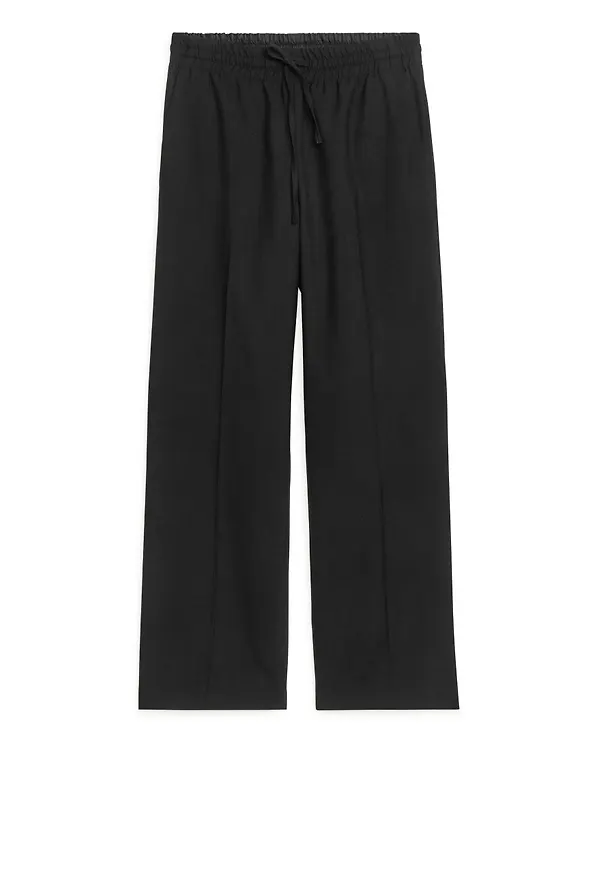 Wool Hopsack Trousers - Black
