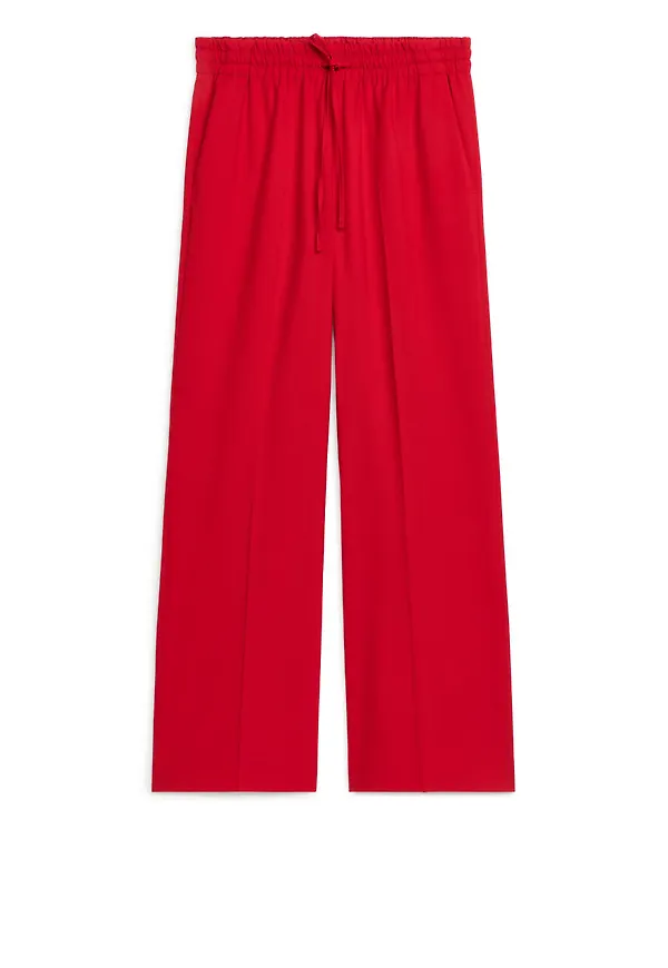 Wool Hopsack Trousers - Red