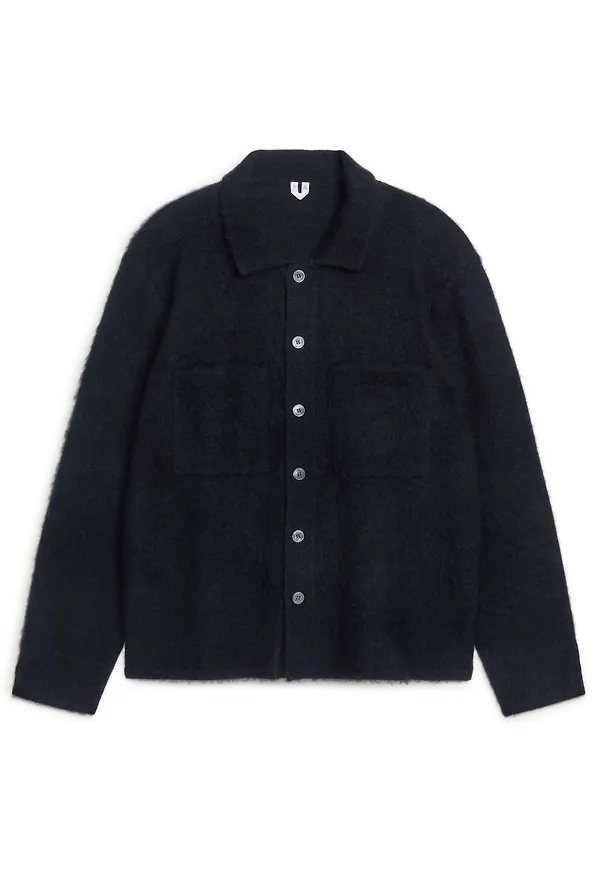 Wool Shirt Cardigan - Blue