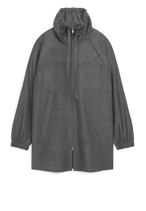 Wool Zip Shirt - Grey