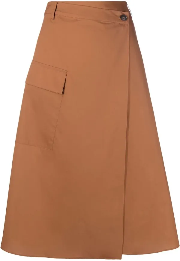 Woolrich A-linjeformad poplinkjol - Brun