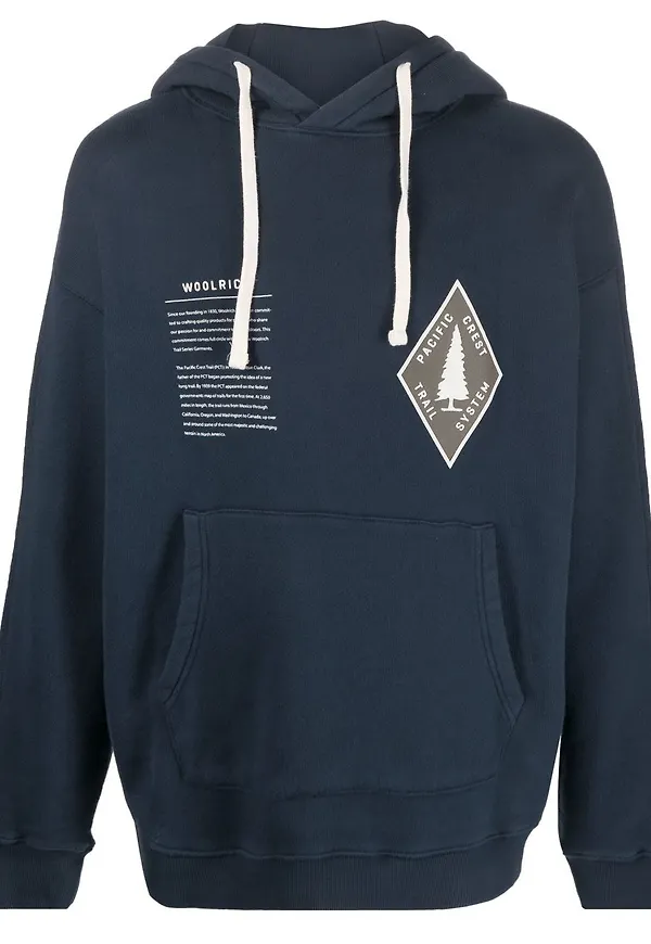 Woolrich American hoodie med logotyp - Blå