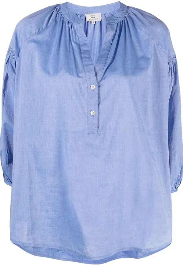 Woolrich blus med puffärm - Blå
