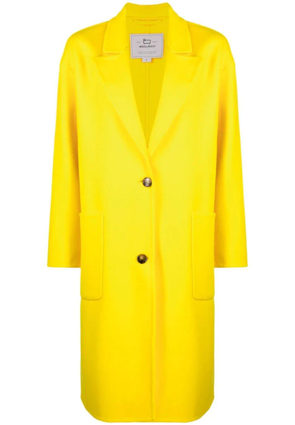 Woolrich enkelknäppt ullkappa - Gul