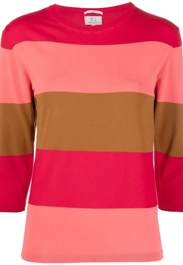 Woolrich finstickad randig tröja - Rosa