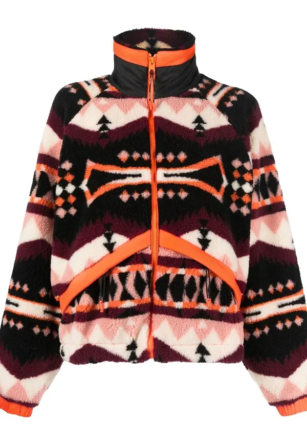Woolrich fleecejacka i jacquard - Svart